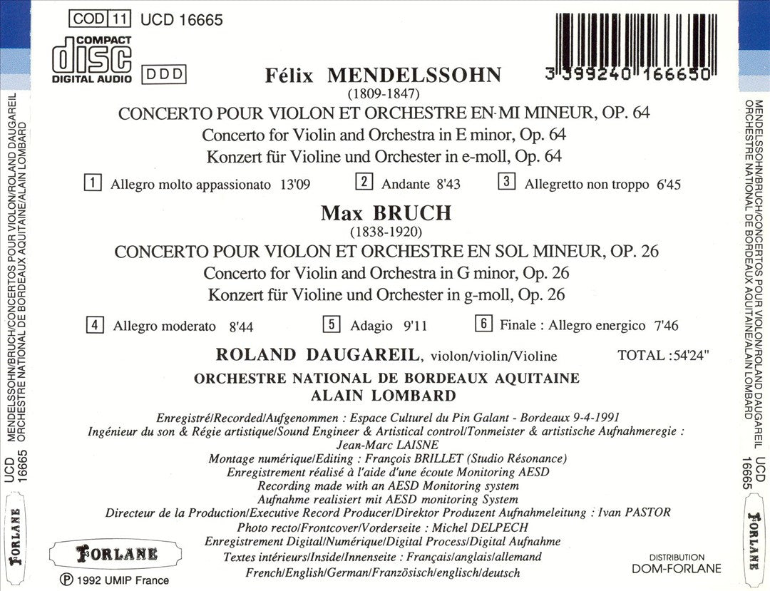 Mendelssohn, Bruch: Les deux concertos pour violon cover art