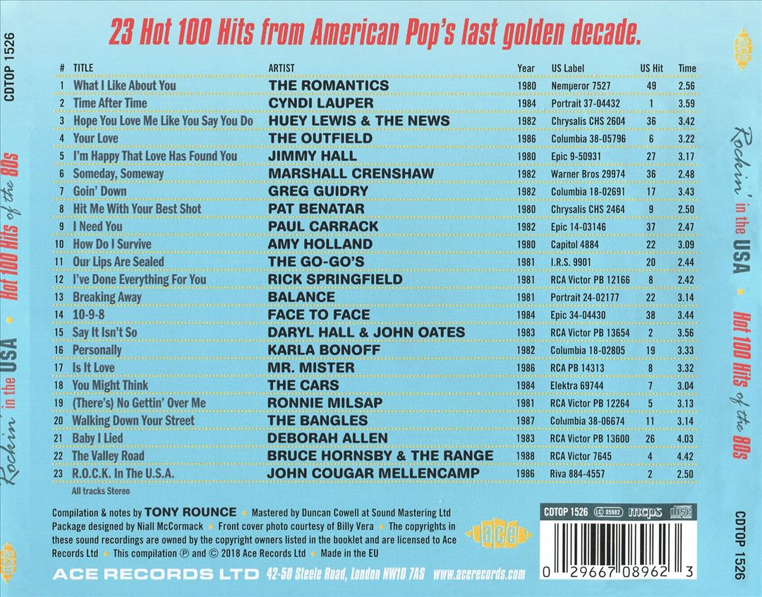 Rockin' in the USA: Hot 100 Hits of the 80s cover art