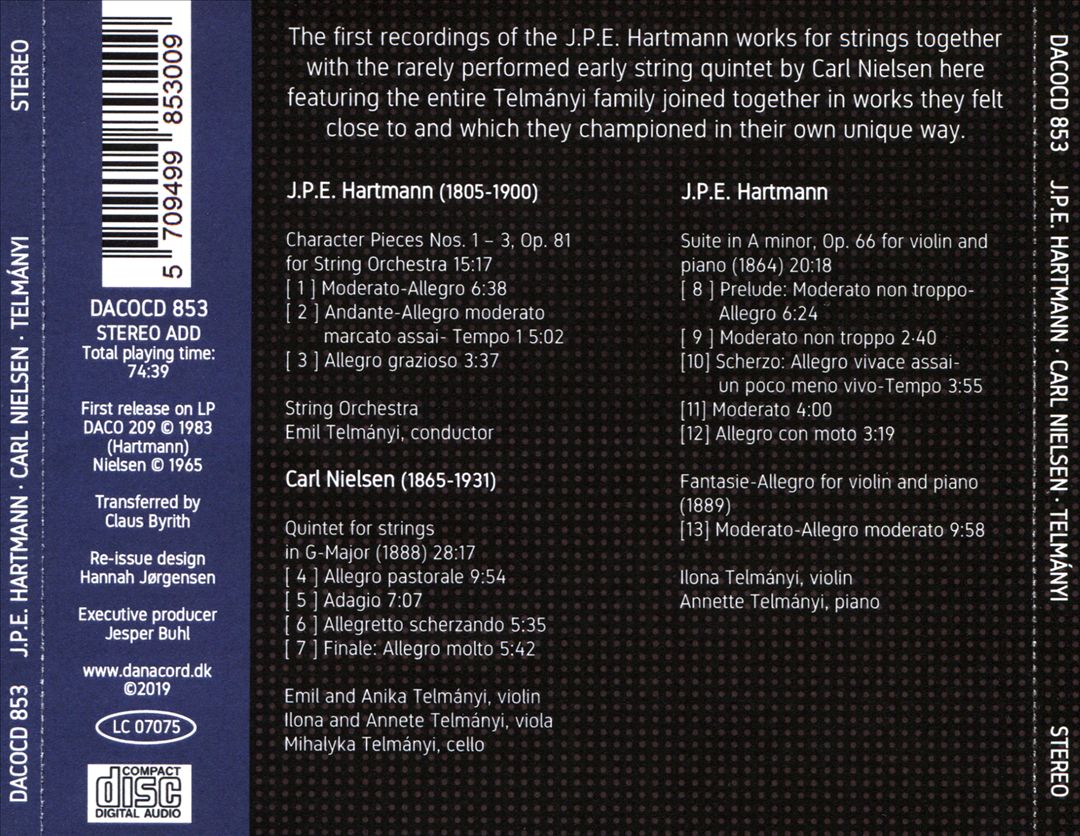 J.P.E. Hartmann, Carl Nielsen: Music for Strings cover art