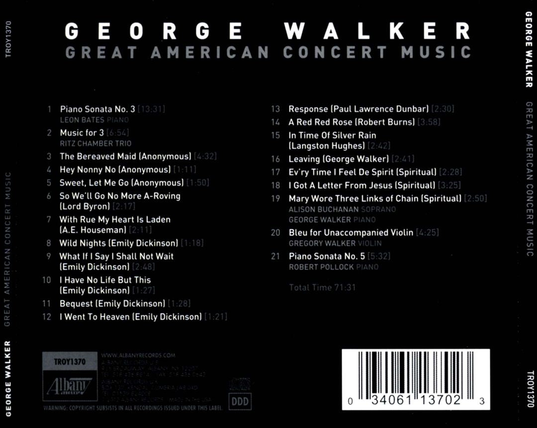 George Walker: Great American Concert Music cover art