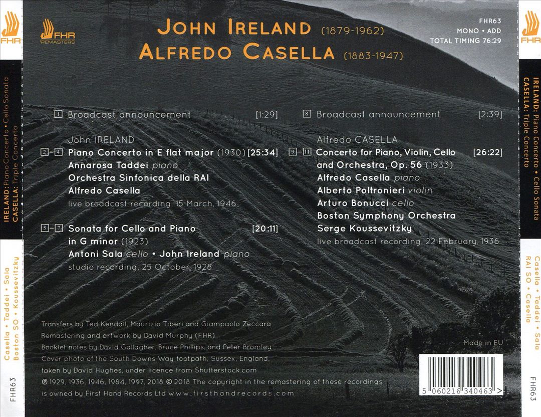 John Ireland: Piano Concerto; Cello Sonata; Alfredo Casella: Triple Concerto, Op. 56 cover art