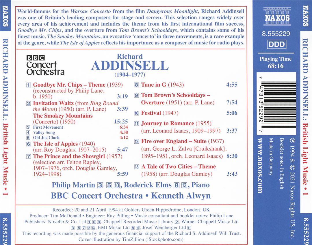 Richard Addinsell: Goodbye Mr. Chips; The Prince and the Showgirl cover art