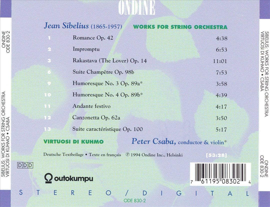 Jean Sibelius: Works for String Orchestra cover art