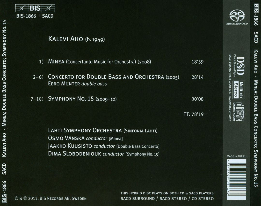 Kalevi Aho: Symphony No. 15; Double Bass Concerto; Minea cover art