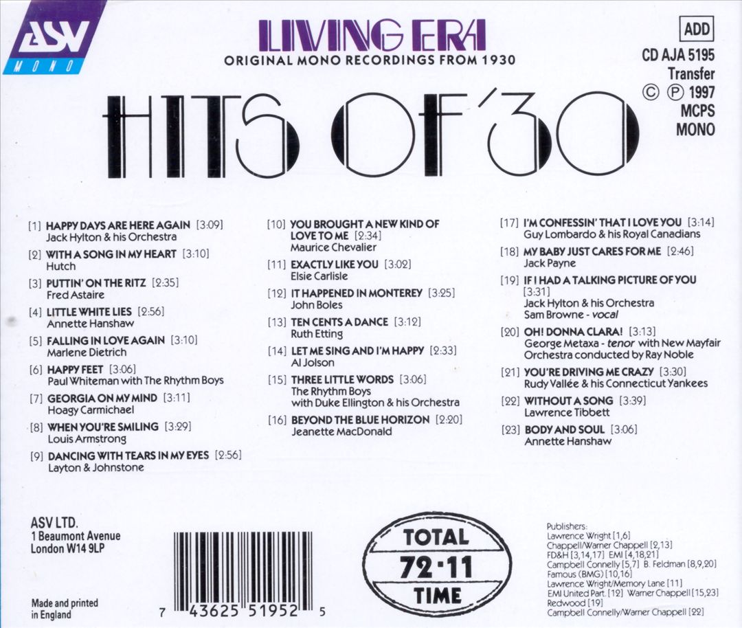 Hits of '30 cover art