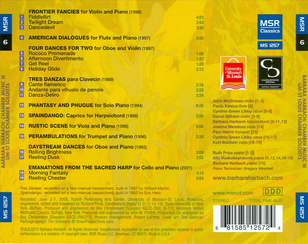 Barbara Harbach: Chamber Music, Vol. 3 cover art