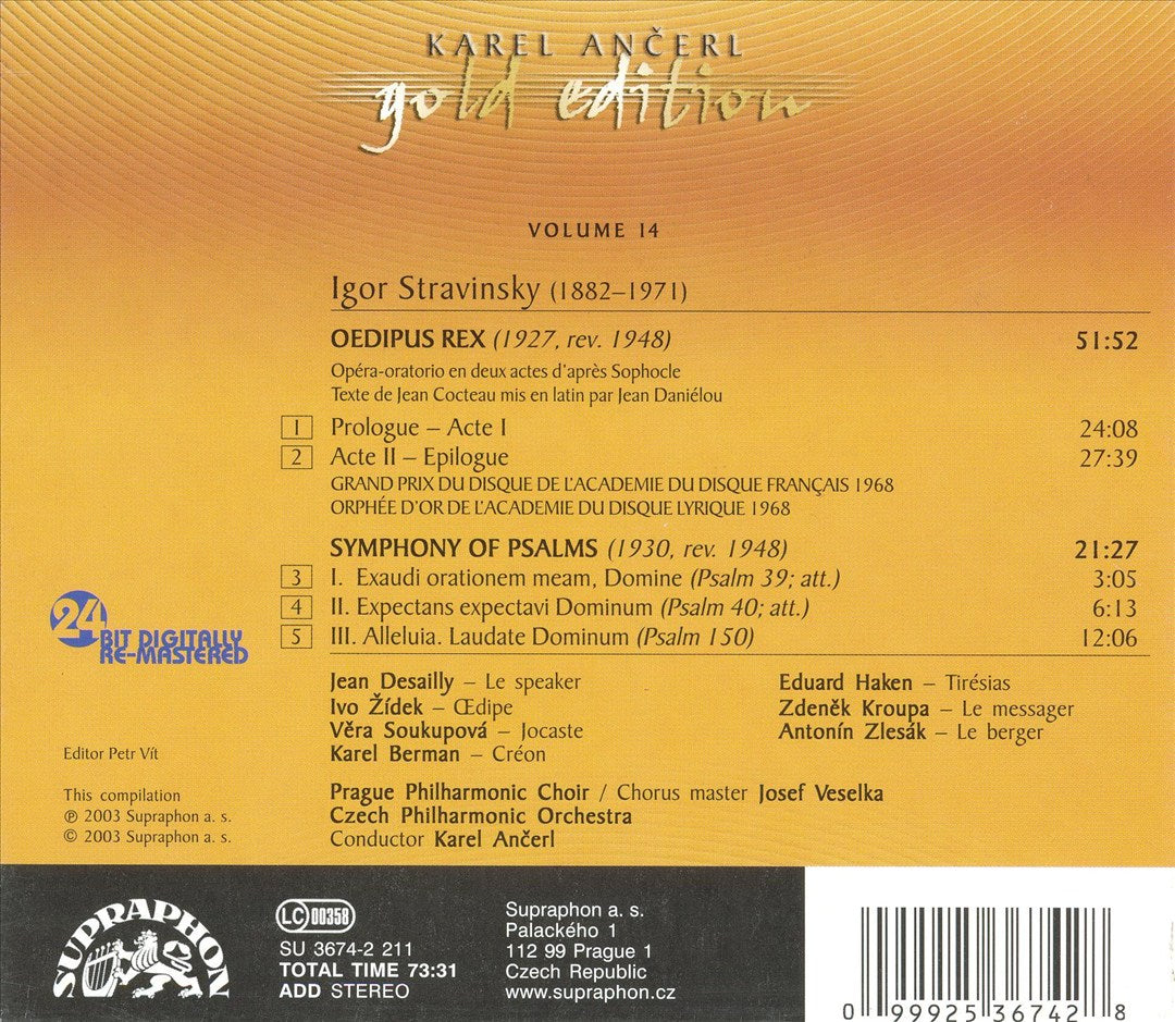 Stravinsky: Oedipus Rex; Symphony of Psalms cover art