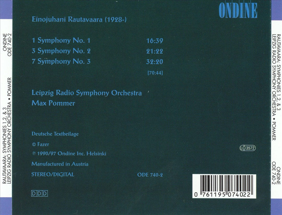 Rautavaara: Symphonies 1, 2 & 3 cover art