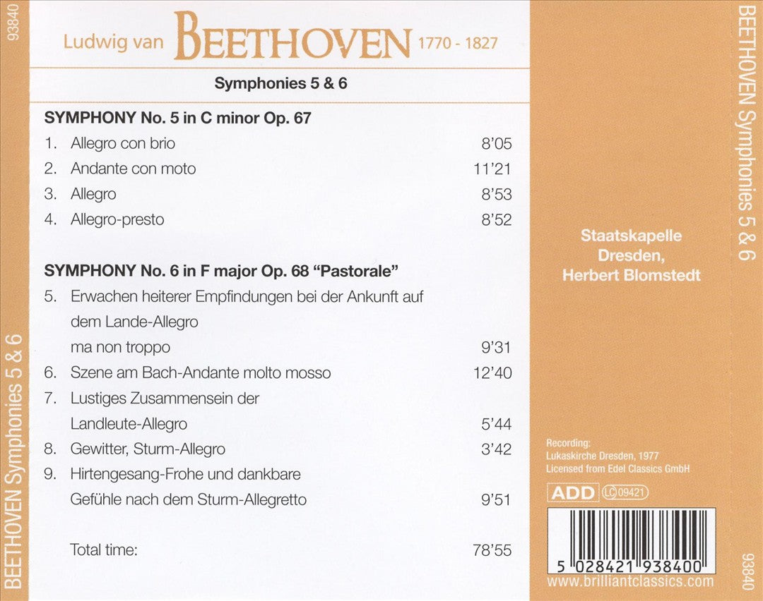 Beethoven: Symphonies Nos. 5 & 6 "Pastoral" cover art