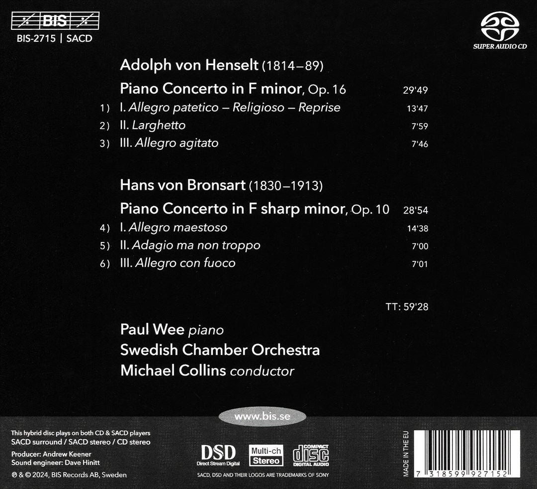 Henselt & Bronsart: Piano Concertos cover art