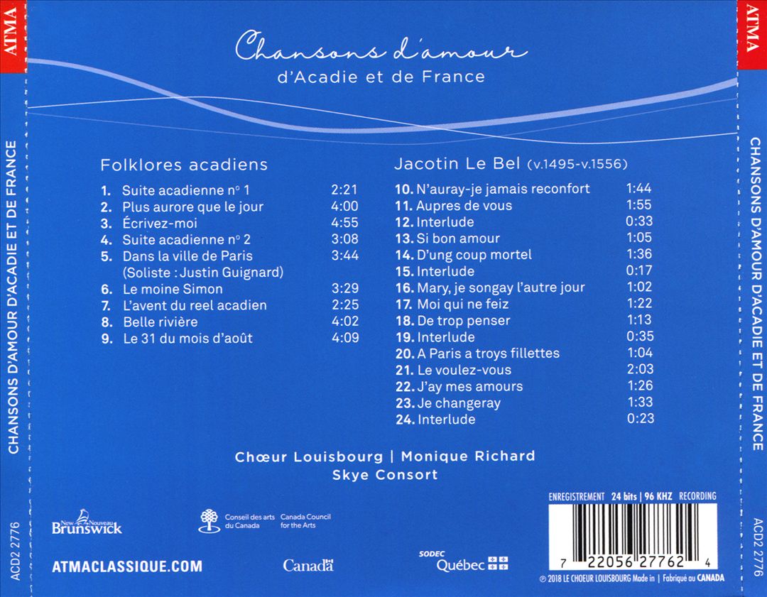 Chansons d'amour d'Acadia et de France cover art