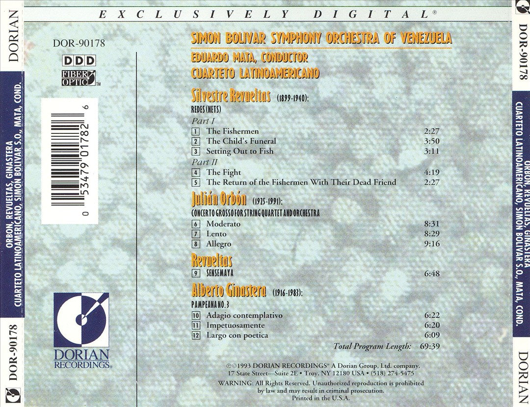 Revueltas: Redes; Sensemaya; Orbón: Concerto Grosso; Ginastera: Pampenano No.3 cover art
