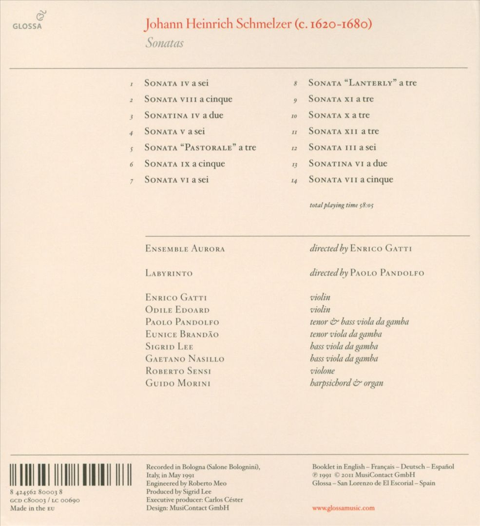 J.H. Schmelzer: Sonatas cover art
