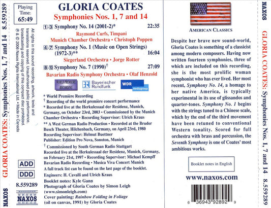 Gloria Coates: Symphonies Nos. 1, 7 & 14 cover art