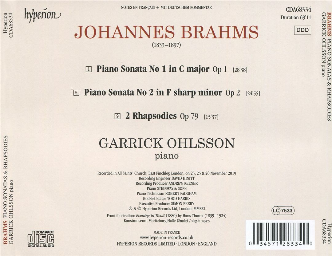 Brahms: Piano Sonatas Nos. 1 & 2; Rhapsodies Op. 79 cover art