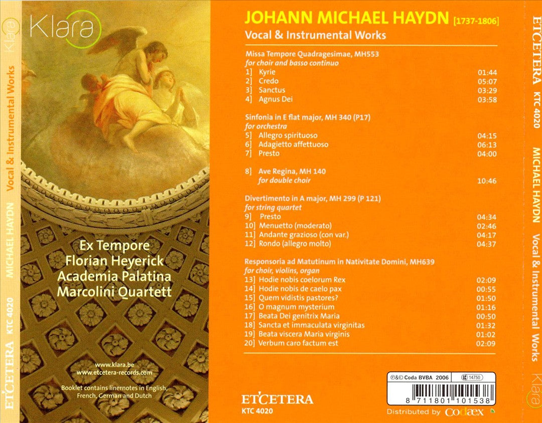 Johann Michael Haydn: Vocal & Instrumental Works cover art