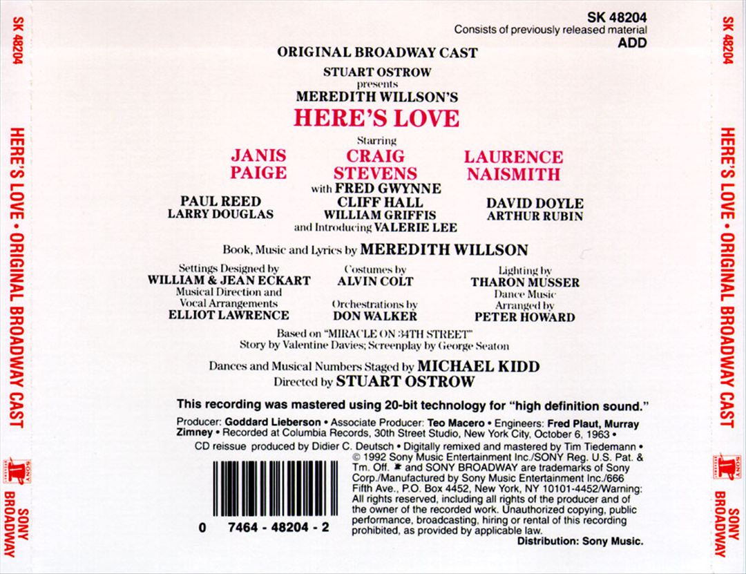 Here's Love [Original Broadway Cast] cover art