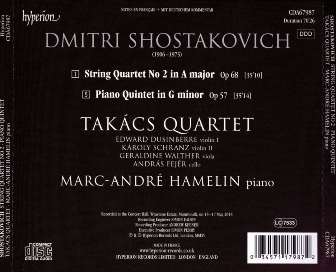 Shostakovich: Piano Quintet; String Quartet No. 2 cover art