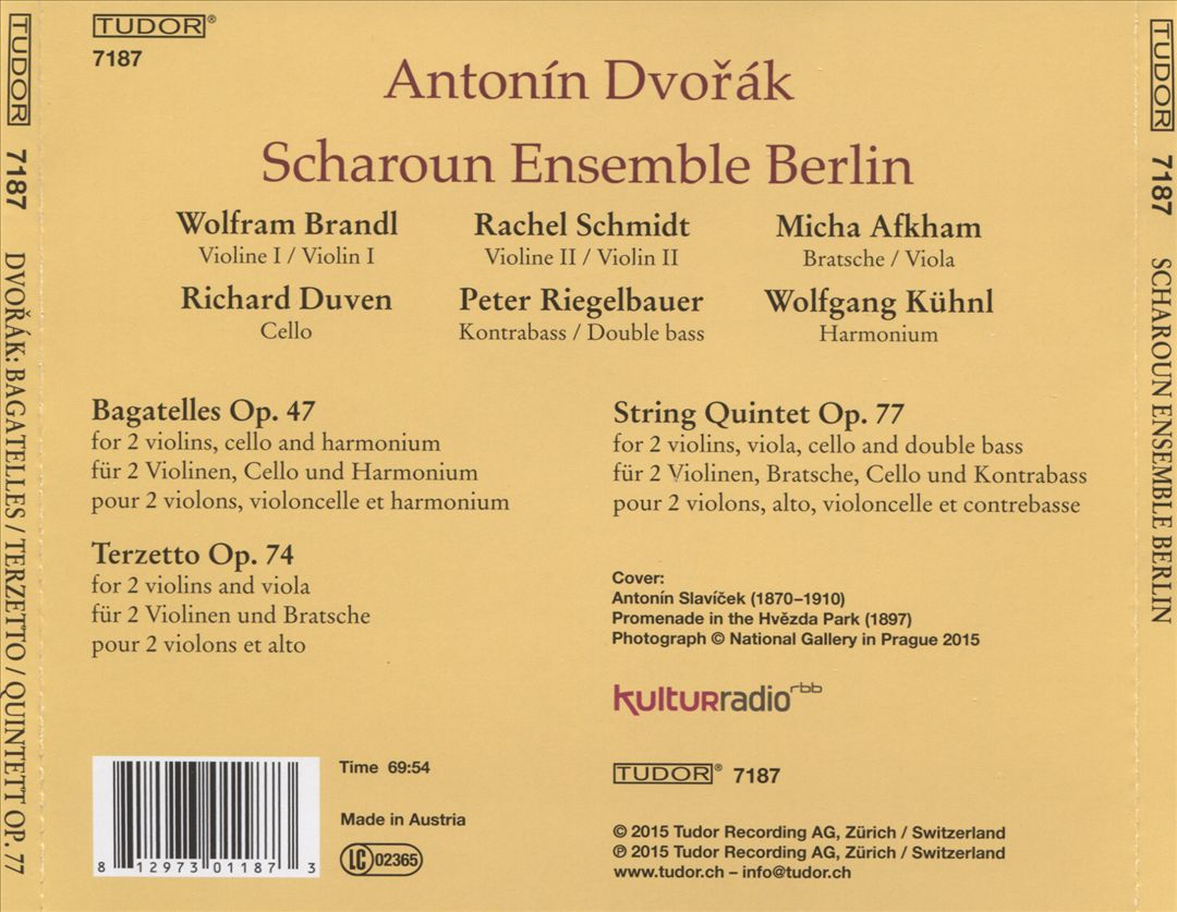 Antonín Dvořák: Bagatelles Op. 47; Terzetto Op. 74; String Quintet Op. 77 cover art