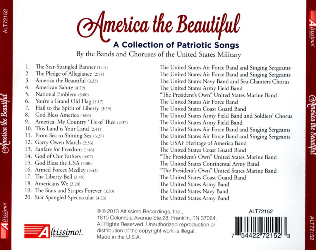 America the Beautiful: A Collection of Patriotic Songs cover art