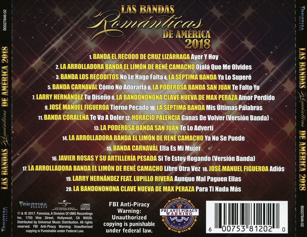 Bandas Romanticas de America 2018 cover art