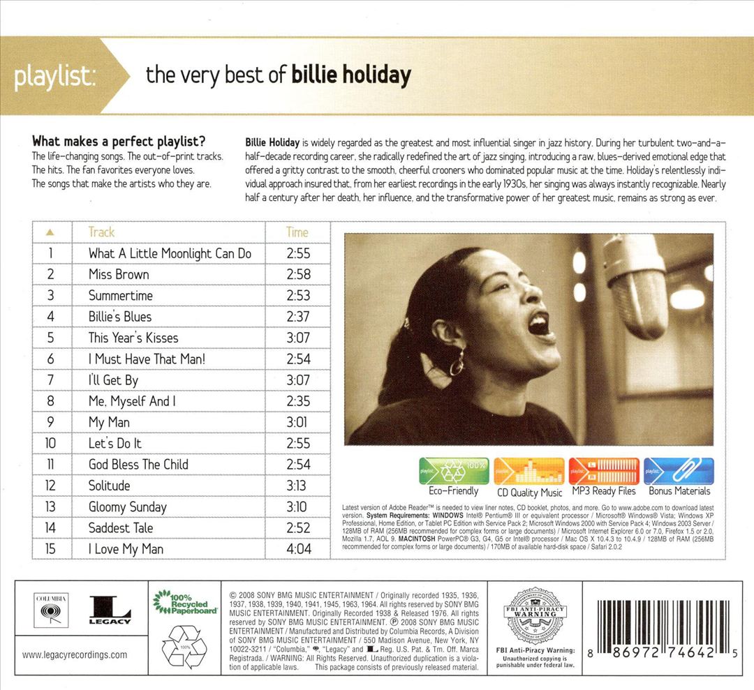 Playlist: The Very Best of Billie Holiday cover art