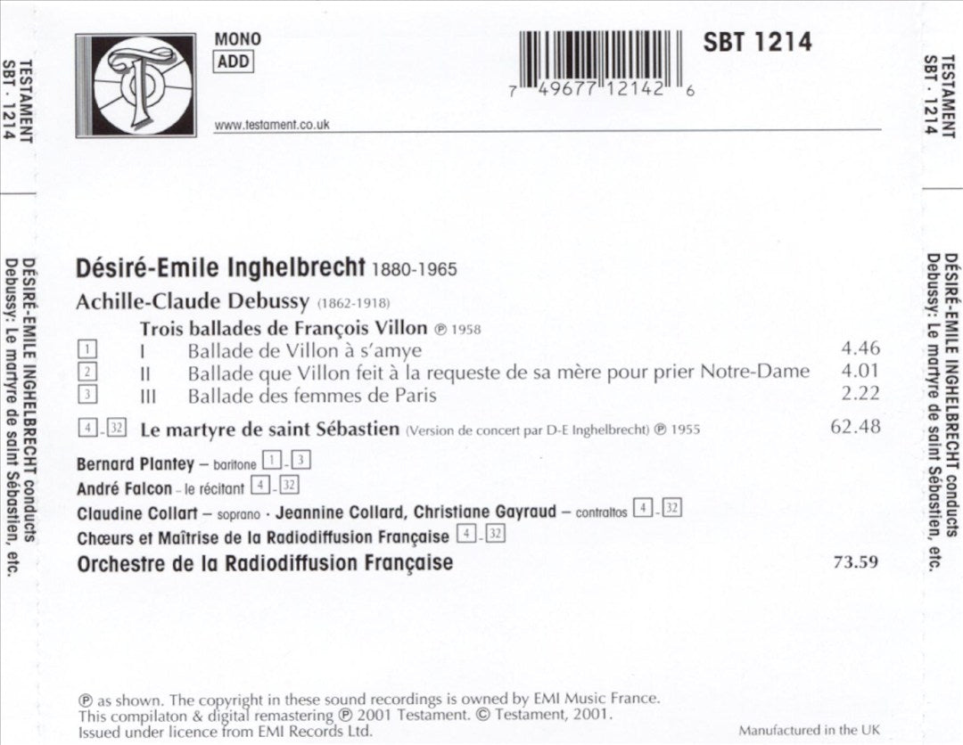 Debussy: Le martyre de saint Sébastien cover art