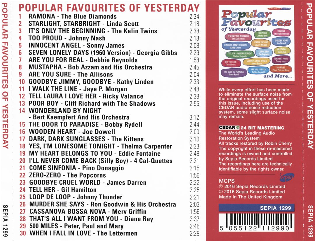 Popular Favourites of Yesterday cover art