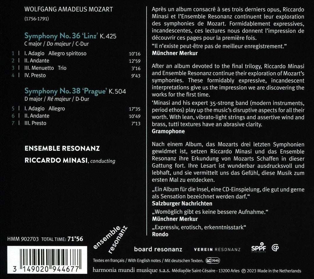 Mozart: Symphonies 36 'Linz' - 38 'Prague' cover art