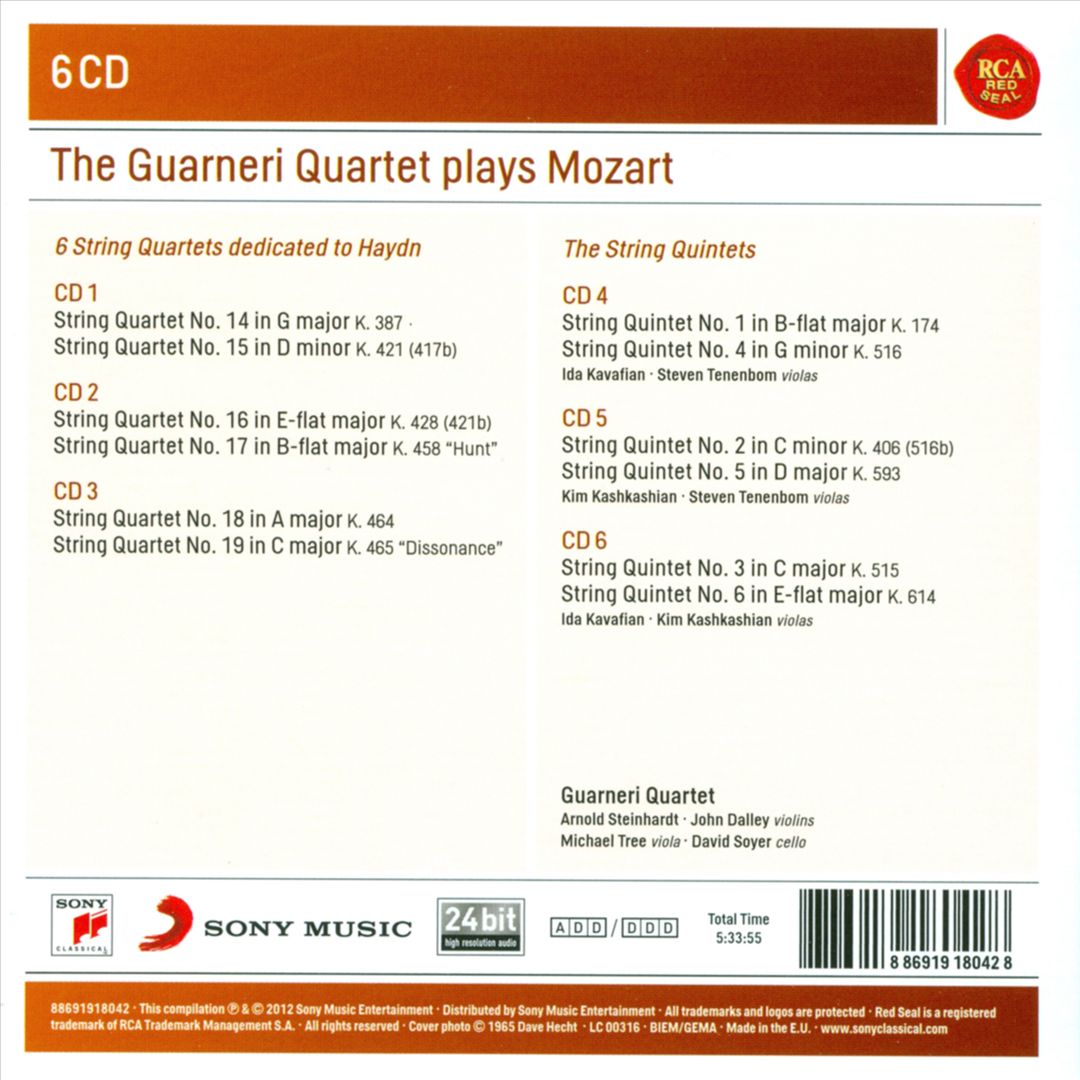 Guarneri Quartet Plays Mozart Quartets & Quintets cover art