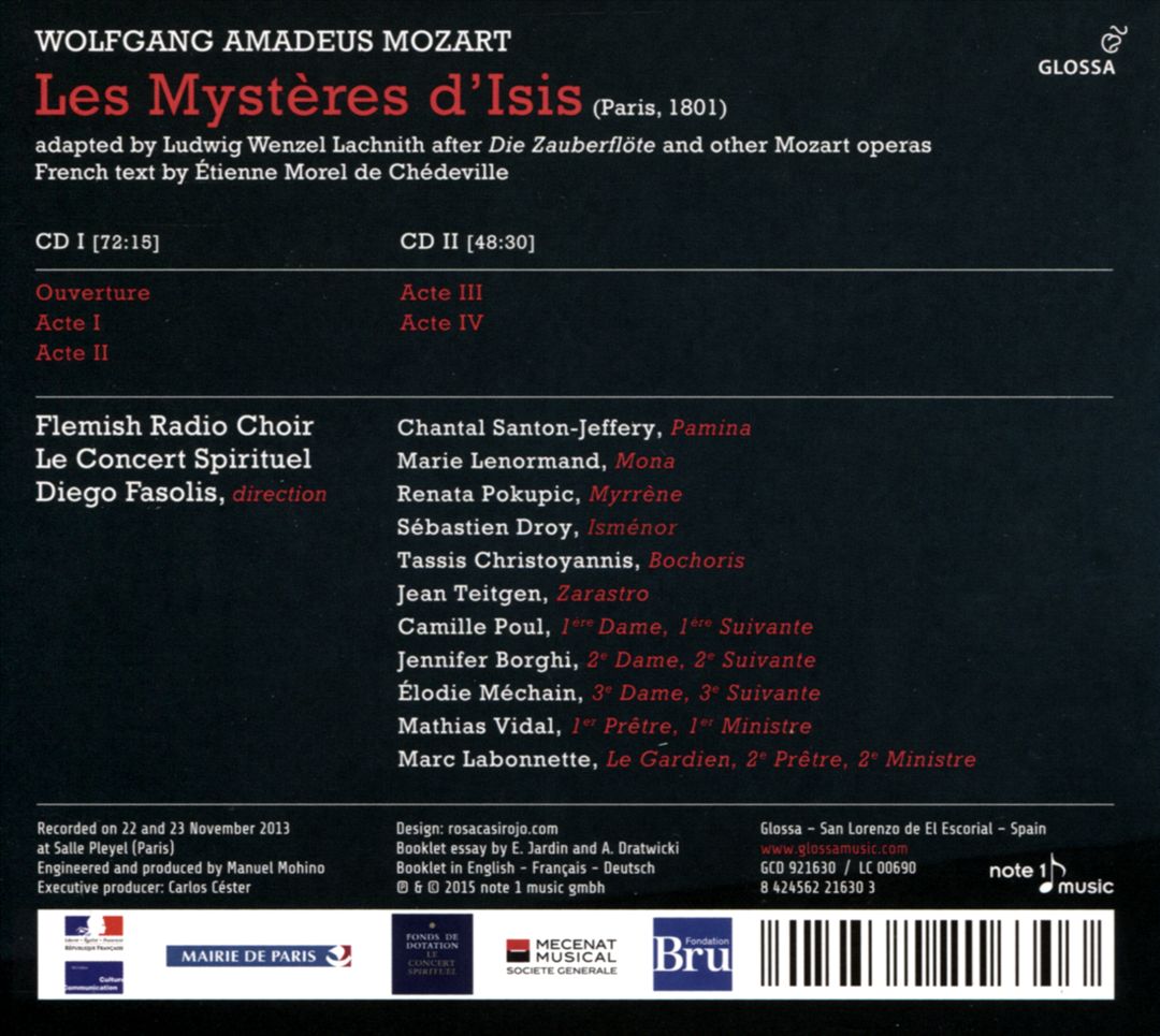Mozart: Les Mystères d'Isis cover art