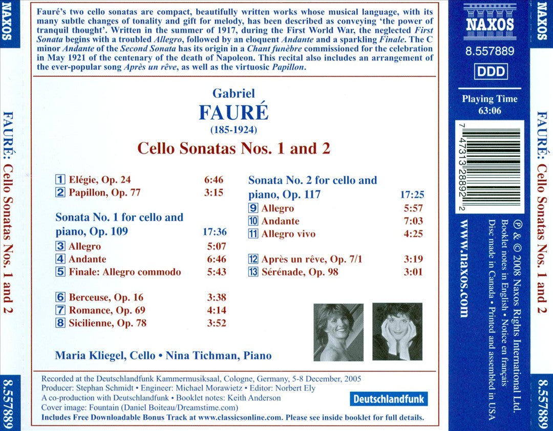 Fauré: Cello Sonatas Nos. 1 & 2; Après un rêve; Papillon; Sicilienne cover art
