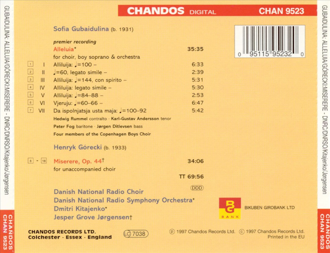 Górecki: Miserere; Gubaidulina: Alleluja cover art