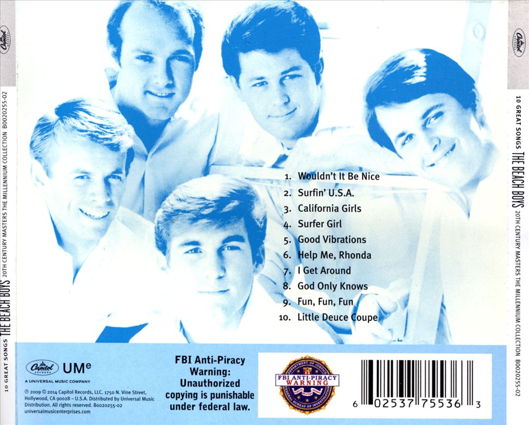20th Century Masters: Millennium Collection - 10 Great Songs: The Beach Boys:  cover art