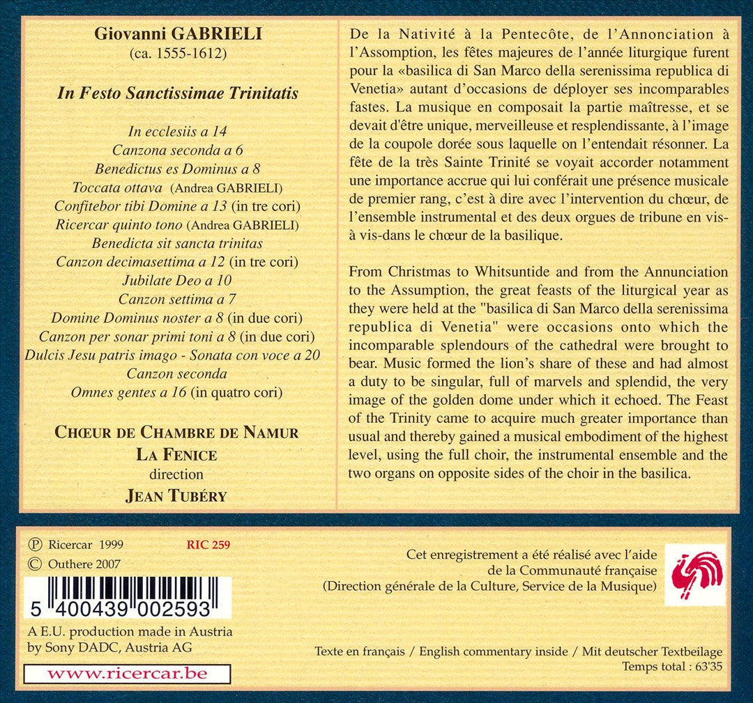 Giovanni Gabrieli: In Festo Sanctissimae Trinitatis cover art