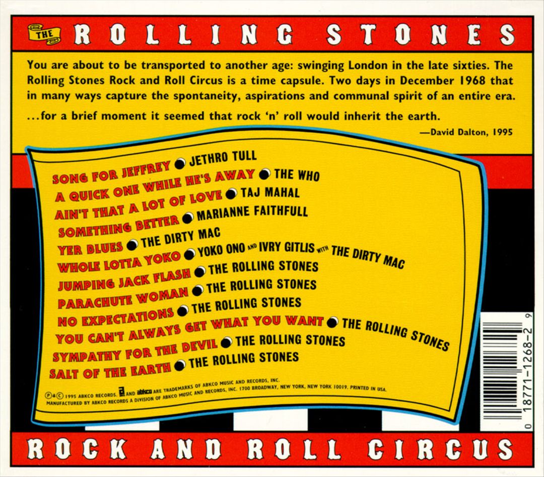 Rolling Stones Rock and Roll Circus cover art