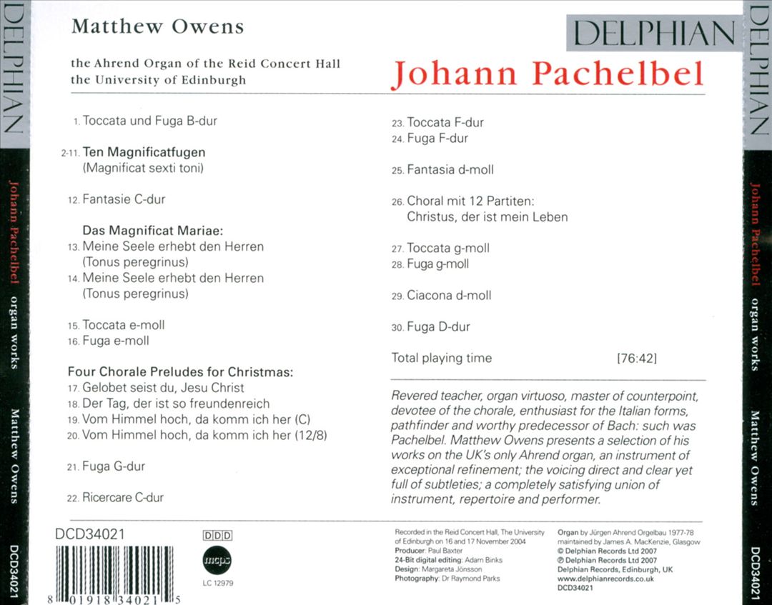 Pachelbel: Organ Works cover art