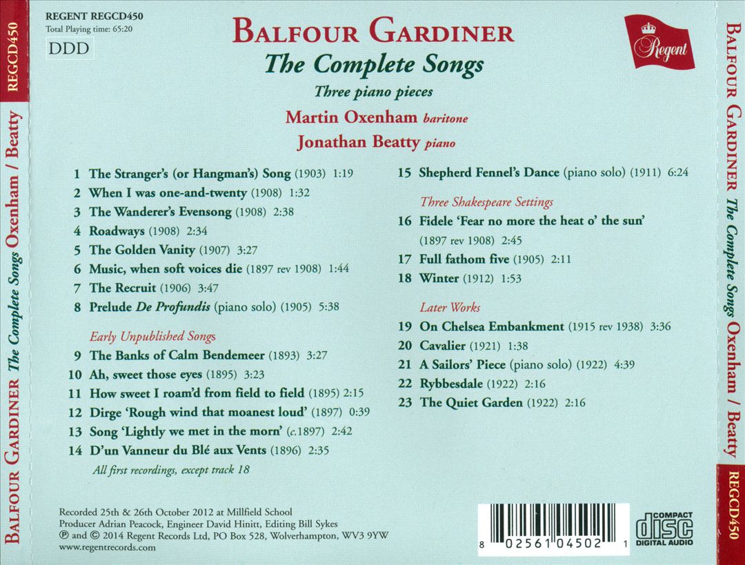 HENRYBALFOURGARDINERTHECOMPLETESONGS cover art