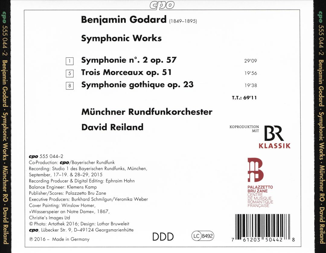 Benjamin Godard: Symphonies Op. 23 & Op. 57; Trois Morceaux Op. 51 cover art