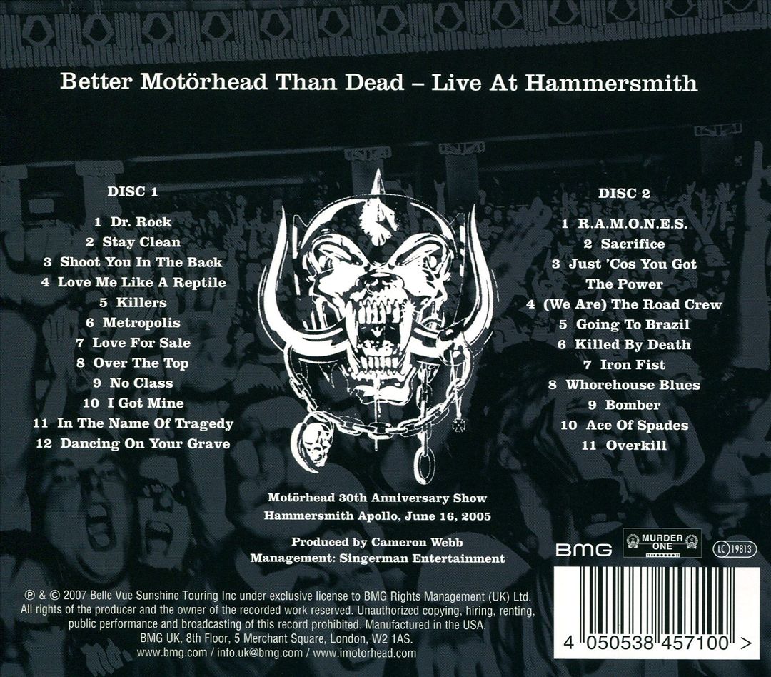 Better Motorhead Than Dead [Live at Hammersmith] cover art