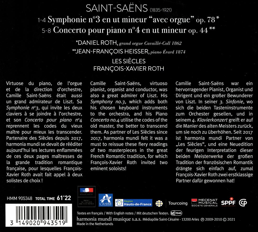 Saint-Saëns: Symphonie No. 3 "Avec Orgue"; Concerto pour Piano No. 4 cover art
