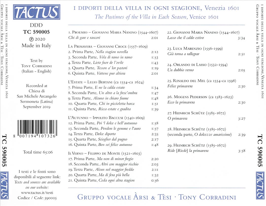 Diporti della Villa in Ogni Stagione, Venzeia 1601 cover art