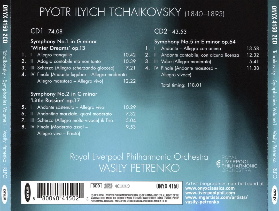Tchaikovsky: Symphonies 1, 2 and 5 cover art