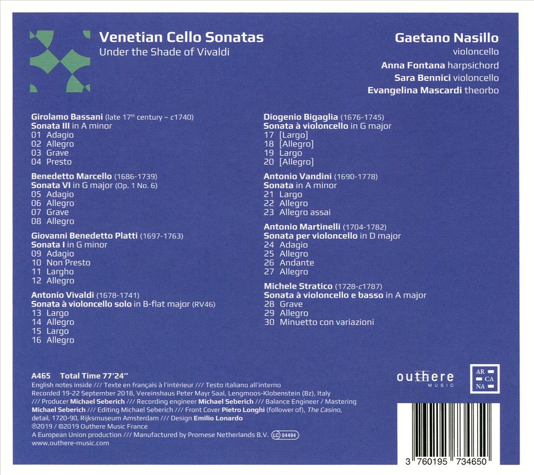 Venetian Cello Sonatas: Under the Shade of Vivaldi cover art