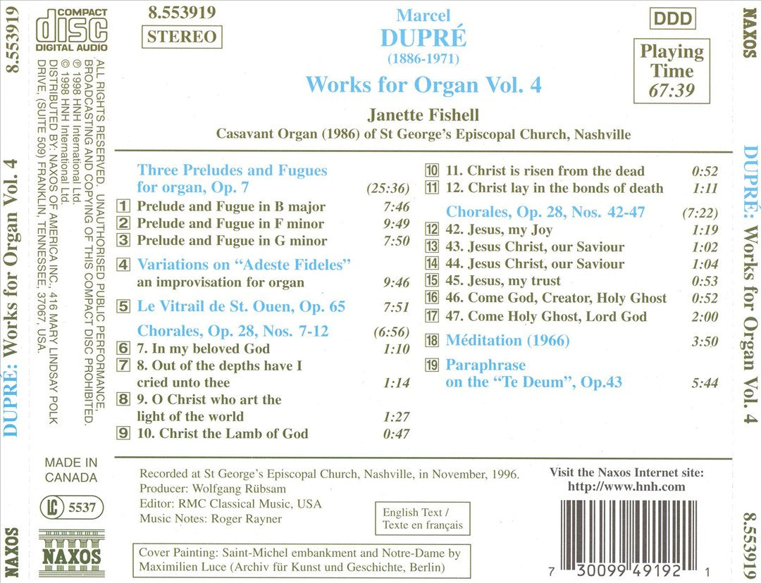 Dupré: Works for Organ, Vol. 4 cover art
