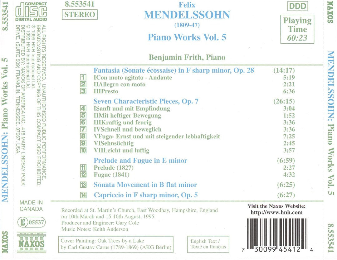 Mendelssohn: Piano Works, Vol. 5 cover art