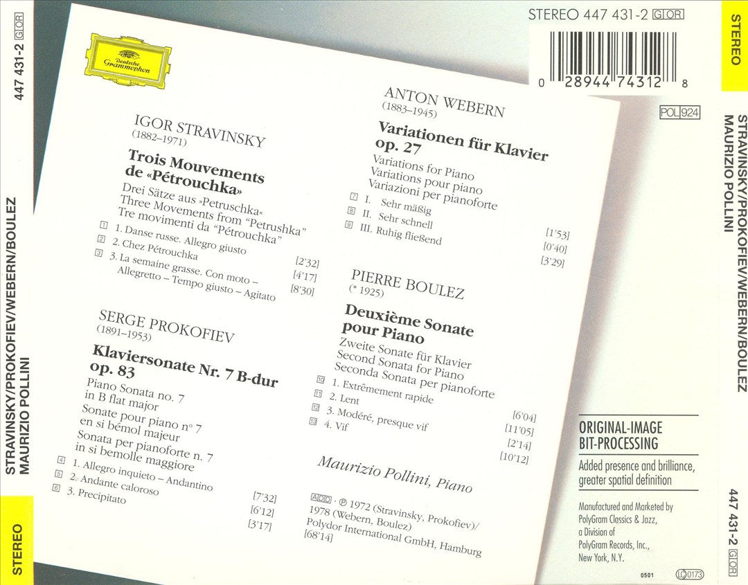 Stravinsky: Pétrouchka; Prokofiev: Sonate No. 7; Webern: Variationen op. 27; Boulez: Sonate No. 2 cover art