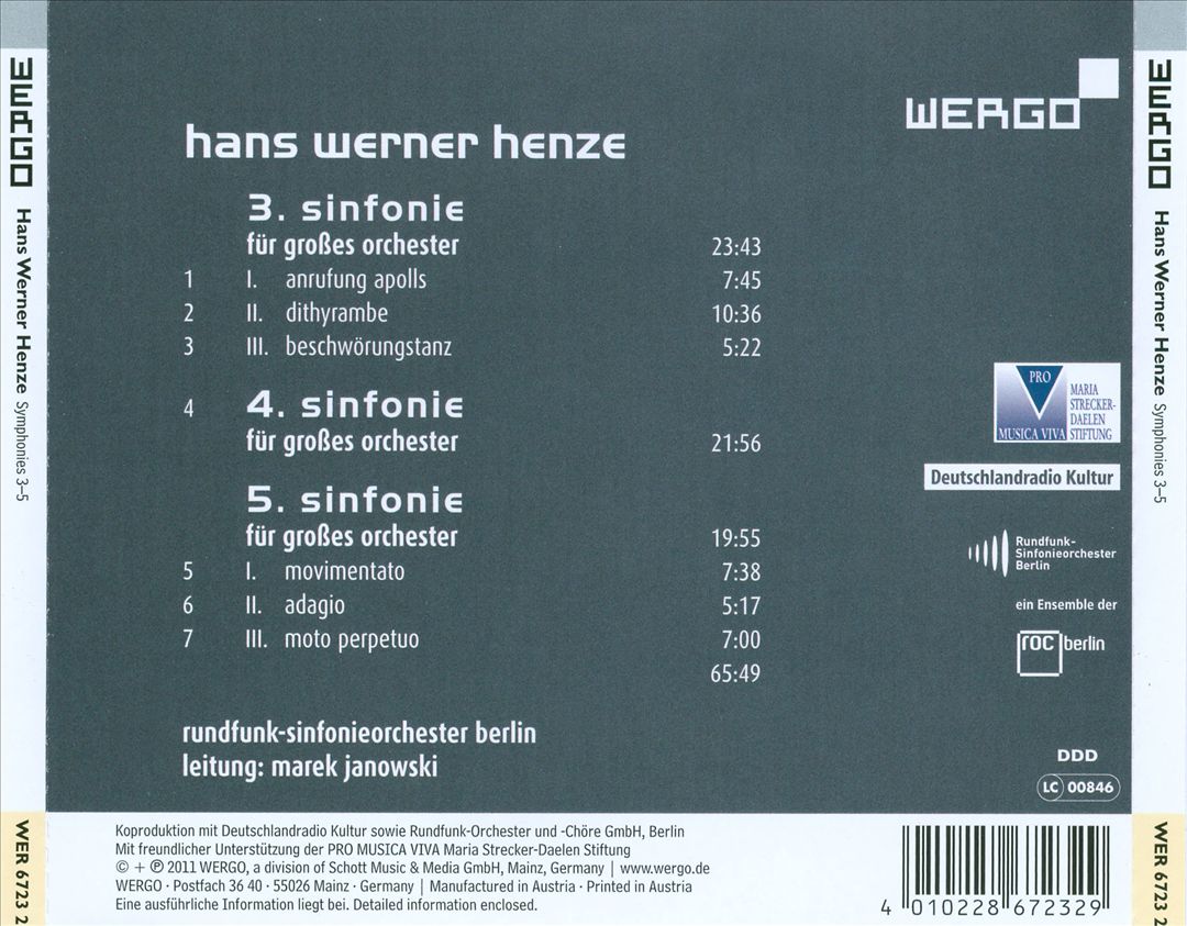 Hans Werner Henze: Symphonies Nos. 3-5 cover art