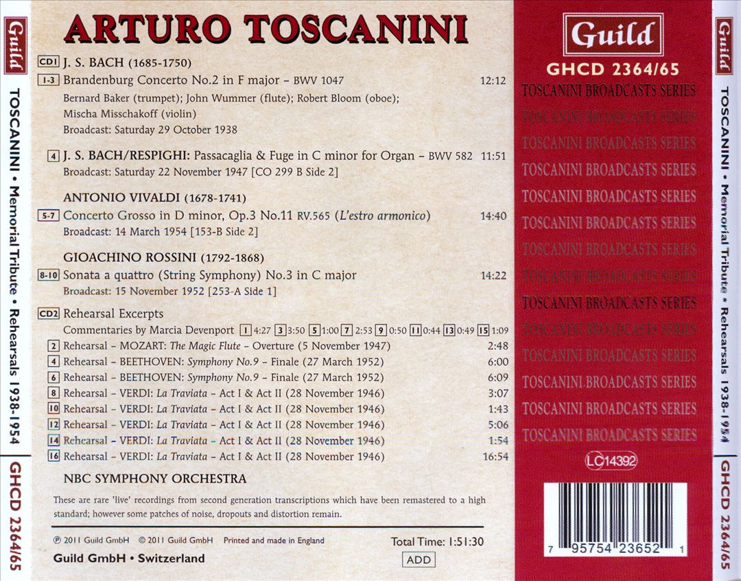 Memorial Tribute to Toscanini cover art