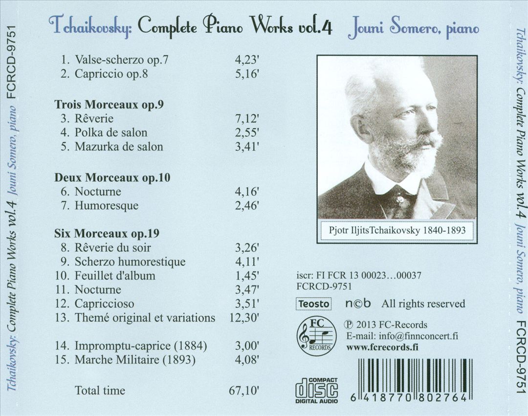 Piotr Tchaikovsky: Complete Piano Works, Vol. 4 cover art